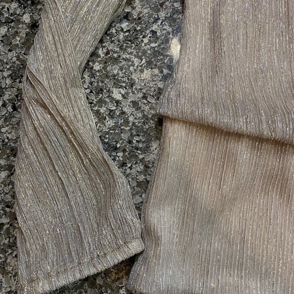 MSK Gold and Rhinestone Slit Bat Wing Sleeve Sparkle Blouse Size Large - Picture 3 of 13